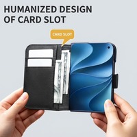 Étui de téléphone fin et léger en cuir PU et PC résistant aux chocs pour iPhone Duo