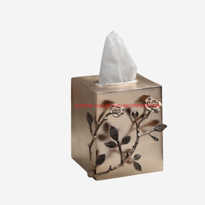 Meilleure vente Fancy Rose Accent Vaisselle Boîte à mouchoirs en métal Porte-serviettes avec organisateur Caractéristique Aluminium Laiton Matériel - Product Image 1