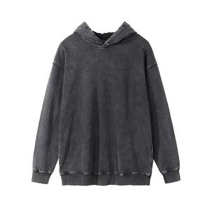 Custom Acid Wash <b>Black</b> Pullover <b>Hoodies</b> Drop Shoulder Heavyweight knitted Plus Size men's <b>hoodies</b> - Product Image 4