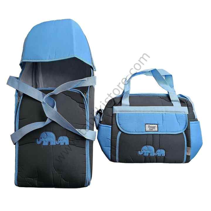 Nenny Baby Baby Carrying Set (Carrycot, Care Bag) - Blue/Smoked Elephant