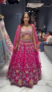 Créateur indien pakistanais Georgette Lehenga Choli Dupatta broderie traditionnelle pour l'hiver Bollywood fêtes de mariage prêtes à l'emploi - Product Image 2
