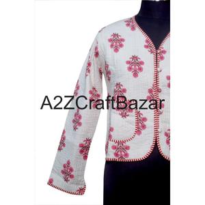 Veste matelassée en coton ethnique pour femmes 100 % coton pur, faite à la main, réversible, vestes d'hiver, streetwear, vestes chics - Product Image 2