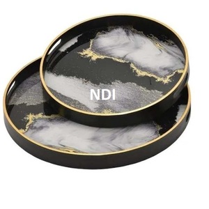 Superior Quality Food Server Metal <b>Tray</b> Eco Friendly Marble Finished <b>Dinner</b> Table Decoration Serving <b>Tray</b> - Product Image 5