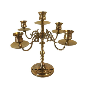 Candelabros decorativos de fiesta de gran tamaño con diseño único de Color antiguo de Metal de alta calidad de 5 brazos de la India - Product Image 1
