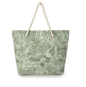 Vente en gros Sac fourre-tout en toile de coton de grande capacité avec logo personnalisé et fermeture éclair de style féminin, deux poignées pour utilisation sur la plage - Product Image 2