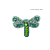 Broche ajustable faite à la main pour femme, ornée de perles et de strass bleus, thème océan