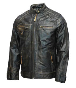 Nouvelle Veste Moto Classique en Cuir de Vachette Naturel Noir Vieilli pour Homme, Tendance 2026, Prix Abordable, Service OEM, Vente en Gros - Product Image 4