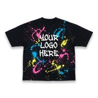 T-shirt surdimensionné personnalisé effet éclaboussures de blanchiment, 270 GSM, coton, teinture artisanale unique, effet délavé à l'acide, streetwear, t-shirt épais pour homme
