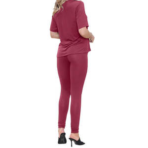 Top Tendance Confortable Fit Longueur Régulière Femmes T-shirt et Leggings Ensemble Ensembles D'entraînement Sans Couture Taille Haute Legging Ensemble - Product Image 6