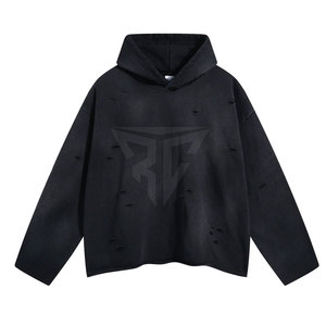 เสื้อมีฮู้ดสำหรับผู้ชายผ้าฝ้าย100% แบบมีลายสีทึบออกแบบได้ตามต้องการสำหรับฤดูหนาว - Product Image 6