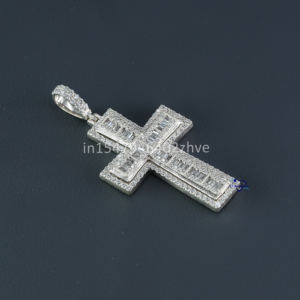 นักออกแบบล่าสุดจี้ฮิปฮอปทองคําขาว 14 kt แสดงห้องปฏิบัติการที่เติบโตรอบเพชรตัดสดใสและบาแกตต์ในความใสของ vvs - Product Image 2