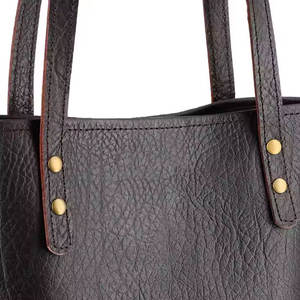 Sac à main fourre-tout en cuir véritable de haute qualité pour femmes Logo personnalisé Couleur unie Fermeture à glissière élégante - Product Image 3