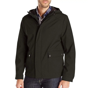 Polaire en coton de couleur unie imperméable de haute qualité, veste softshell chaude et coupe-vent pour hommes. - Product Image 1