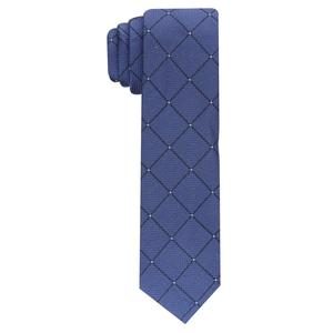 Perry Ellis Men's Luxury Burr Classic Geo Grid <b>Tie</b> Navy Regular Size Jacquard Print <b>Polyester</b> Gift Boxed - Product Image 1