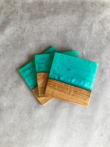 Wooden Resin Square Coaster <b>Set</b> for Hot & Cold Drinks / Beer Cans / Coffee <b>Mugs</b> Coasters - Wooden Reversible Coasters - Product Image 4