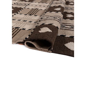 Classic Alhambra Beige <b>Brown</b> Flat Weaves <b>Wool</b> Rug Handmade Rectangle Striped Design for Home Living Bedroom-Model ADWL-13301 - Product Image 2
