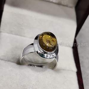 Anillo de Plata de Ley 925 con Citrino Natural para Hombre, Piedra de Nacimiento de Noviembre, Joyería para Cumpleaños y Navidad - Product Image 4