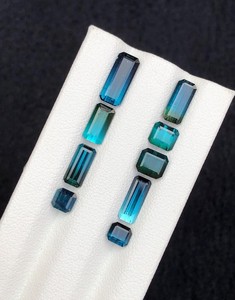 Crafted with Precision Natural Blue & Green <b>Tourmaline</b> Faceted Cut High Quality Fine Rings Pendants <b>Earrings</b> Jewelry - Product Image 1