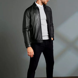 Veste en cuir noir pour hommes en cuir d'agneau pur Biker Moto Racer de haute qualité personnalisé brodé flambant neuf 2025 vestes - Product Image 3