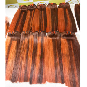 Trama de Color oscuro Super Double 10 ''Extensiones de cabello humano crudo Bonestraight de alta calidad Cutícula alineada vietnamita - Product Image 4