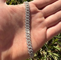 Bracelet tendance pour homme en argent sterling 925 avec moissanite ronde taille brillant 8 mm VVS1 sertie en canal, maillons cubains, idéal pour le quotidien