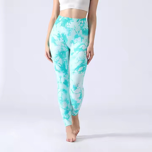 Pantalones de Yoga para Mujer de Alta Calidad con Cintura Elástica, Diseño Tie Dye Mármol, Efecto Scrunch, Logotipo Personalizado OEM ODM, Poliéster/Nailon Duradero - Product Image 1
