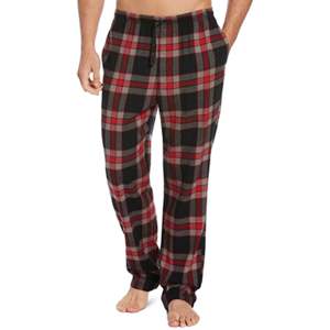 Pantaloni in pile Perry Ellis da uomo, a quadri rossi, vita media, antipiega, modello dritto, logo personalizzabile, taglia XL - Product Image 1