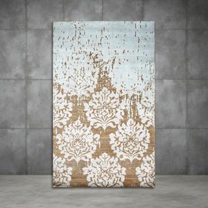 Alfombra de Lana Anudada a Mano con Patrón Geométrico, Ecológica y Apta para Mascotas, Beige y Azul Claro, Alfombra Hecha a Mano para Sala de Estar - Product Image 6