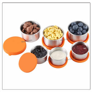 SET 3 récipients à vinaigrette en acier inoxydable avec couvercle en silicone pour les boîtes de service et de stockage des aliments à l'heure du déjeuner - Product Image 3