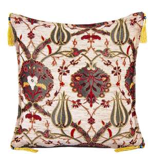 45x45 cm Lale Desenli Minder No 2 Krem Decorative and <b>Throw</b> <b>Pillow</b> - Product Image 1