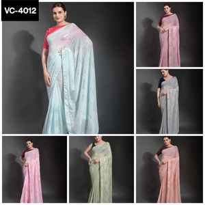 ผ้าส่าหรีผ้าจอร์เจียสำหรับผู้หญิงดีไซน์เนอร์พร้อมด้วยงานถักโครเชต์ทั้งตัวและลำดับที่สวยงามทั้งสองด้านสำหรับสวมใส่ในงานปาร์ตี้ - Product Image 5