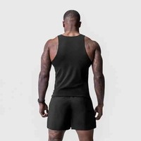 Débardeur de sport côtelé super doux en polyester/coton pour homme, col en V, style débardeur, logo personnalisé au dos, anti-boulochage, séchage rapide