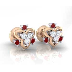 ต่างหูทองคำแท้ประดับทับทิมและเพชรแท้ 6 ชิ้น ความบริสุทธิ์ 14Kt/18Kt ระดับความสะอาด SI - Product Image 6