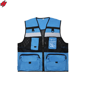 Vente en gros gilet de travail personnalisé pas cher veste sans manches multi-poches trafic construction sécurité gilet réfléchissant - Product Image 4