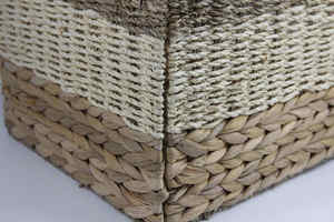 Vente en gros de paniers versatiles pliables de forme carrée en jacinthe d'eau naturelle pour le Vietnam Vintage OEM/ODM fait à la main pour jonc de mer - Product Image 6