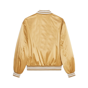 Breathable Custom Logo Design Zipper <b>Baseball</b> Silk Satin Bomber <b>Jackets</b> Ribbed Cuffs Striped Hem Design <b>Jacket</b> <b>For</b> <b>Men</b> - Product Image 2