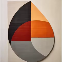 Modern 8*10 ft Beige Grey Wool Area Rug Unique Hand Tufted High Pile Soft Irregular Shape Abstract Design Anti-Bacteria Non-Slip