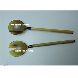 Ensemble cuillère et fourchette de service à salade en corne de Viking avec poignée pour ustensiles de cuisine de table - Product Image 6