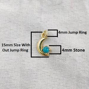 Turquoise Gemstone Mini Crescent <b>Moon</b> Gold Vermeil Sterling Silver Pendant Diamond Pearl Jewelry Makings Wholesale Supplies - Product Image 4