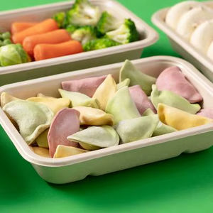 Contenants alimentaires jetables carrés en bagasse Plateaux d'aliments de rue et plateaux pour le déjeuner Thali Snack & Catering Trays - Product Image 1