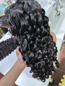 High Quality Luxury Pixie Curly Color Black Human Hair Remy Raw Virgin Lace Front Long <b>Wigs</b> Natural Wavy. - Product Image 1