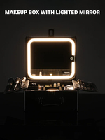 Étui de maquillage professionnel de grande capacité avec miroir éclairé par LED diviseurs réglables mode élégant voyage accessoire à usage domestique
