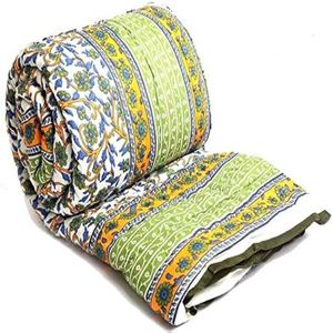 <b>Indian</b> Jaipuri Block Print Reversible Razai <b>Quilt</b> Organic Cotton Handmade Floral Design Washable Eco-Friendly Duvet Hotel Home - Product Image 1