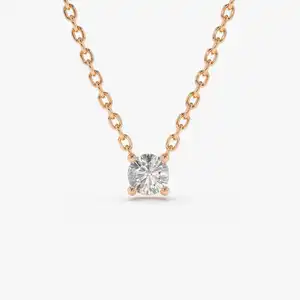 14k Gold Diamond Solitaire Necklace 14k Gold Layered Pendant Dainty Diamond Necklace Minimalist Delicate Jewelry For Women