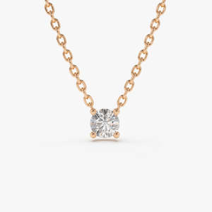 Collier Solitaire en or 14k, pendentif en or 14k, collier en diamant délicat minimaliste, bijoux pour femmes - Product Image 1