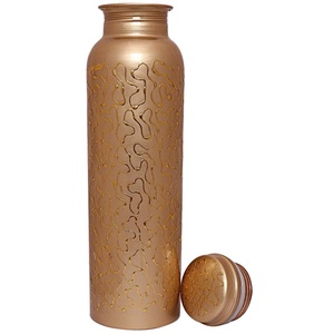 Luxury Printed Copper <b>Water</b> Bottle Handcrafted Wedding Gift with Lid for Gym or Office Use Elegant Metal Drinkware - Product Image 1