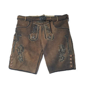 Latest High Street Style <b>Men's</b> Bavarian Leather <b>Shorts</b> Solid Design German Lederhosen Mid Waist <b>Knee</b> <b>Length</b> Eco-Friendly - Product Image 1