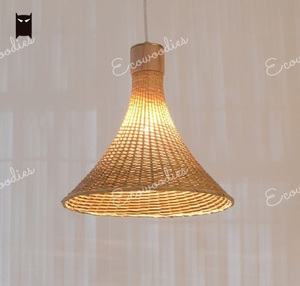 Lámpara de araña de tejido de bambú, lámpara colgante LED de techo, lámpara colgante tejida de ratán, decoraciones para el hogar y el dormitorio - Product Image 1