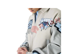 Vente en gros de veste universitaire de haute qualité avec broderie de logo personnalisé pour hommes veste OEM décontractée à fermeture éclair - Product Image 5