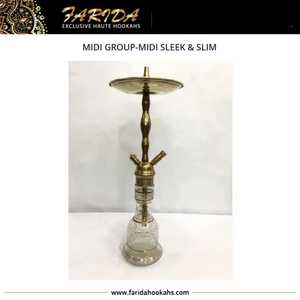 2022 Farida egipcio de lujo latón Midi elegante Delgado Shisha Hookah conjunto laca acabado aluminio vidrio profundo grabado a mano diseño árabe - Product Image 3